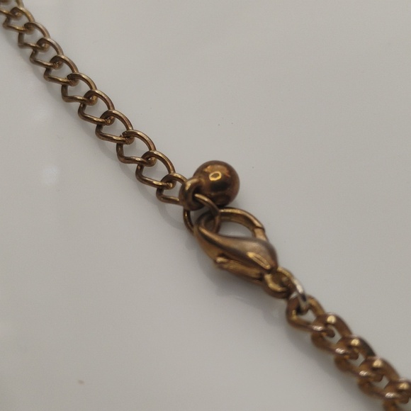 Whimsical Gold tone and Orange Layered Necklace Acrylic Gems - Picture 4 of 9